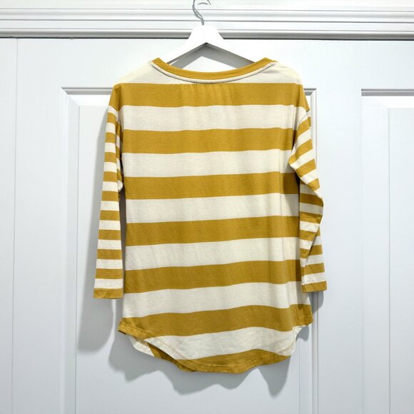 Maurices 24/7 Mustard Striped Long Sleeve Crew Neck Top - XS - Picture 2 of 3